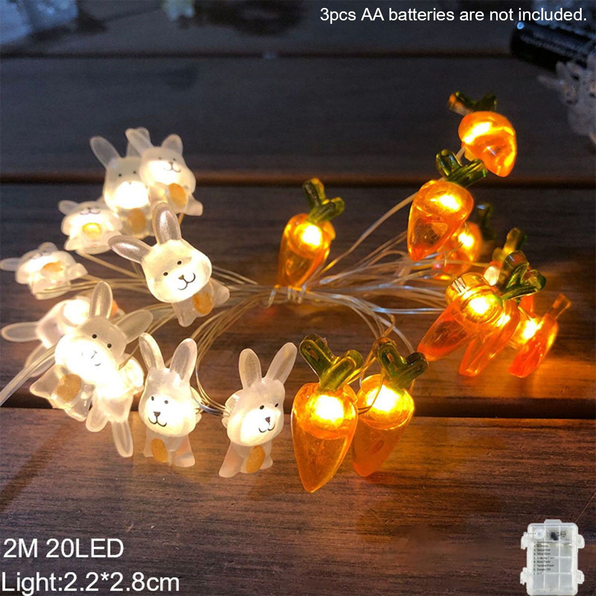 Easter LED Bunny String Lights Easter Decoration For Home Carrot Rabbit Fairy Light Supplies Happy Easter Party Favor: 04