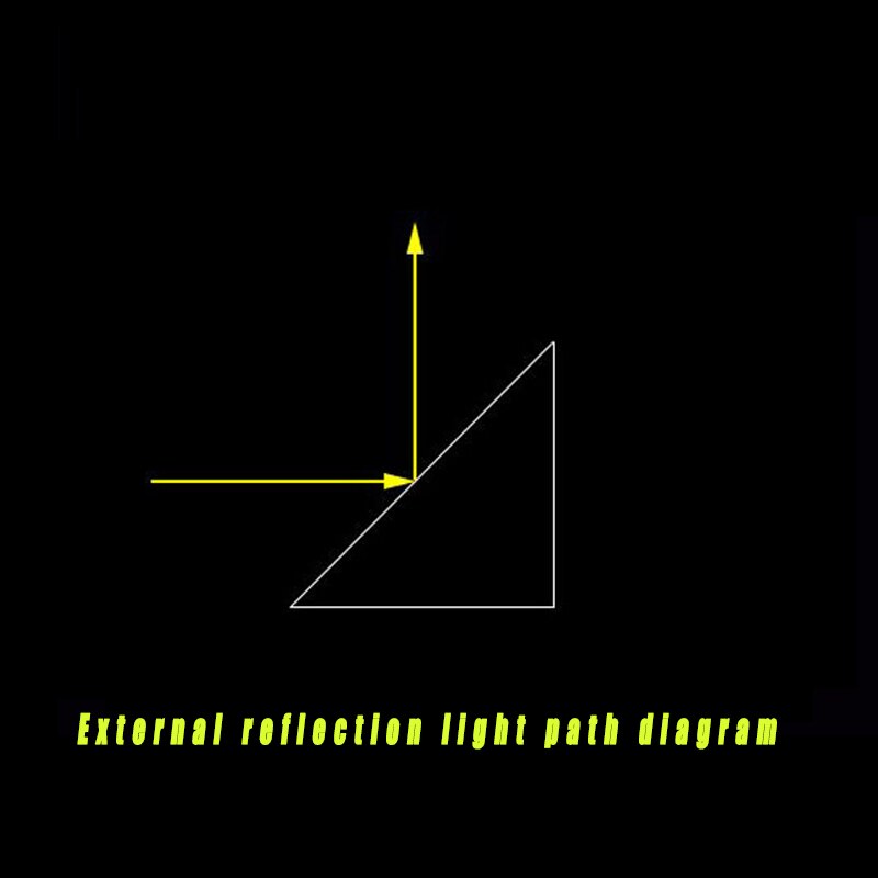 Prisma Triangular de cristal óptico, Prisma de reacción externa de 20x20x20mm, Prisma de ángulo recto con cara grande reflectante, espejo de aluminio cónico