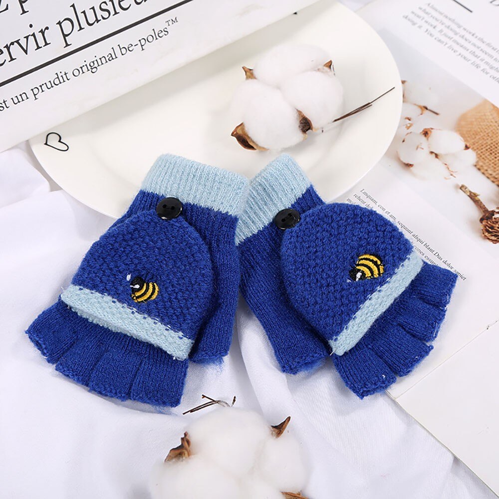 ARLONEET Toddler baby fingerless gloves Cotton knitted Warm winter gloves kids Girls Boys Winter cartoon Gloves