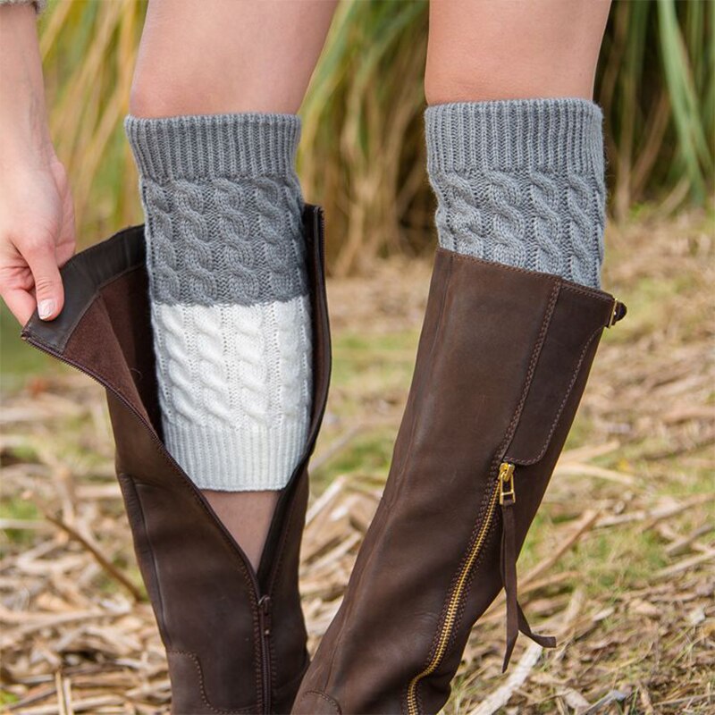 JIAYAN femmes jambières bottes chaussettes en plein air genou haute élastique jambe bande dame tricoté longue chaussette automne hiver accessoires