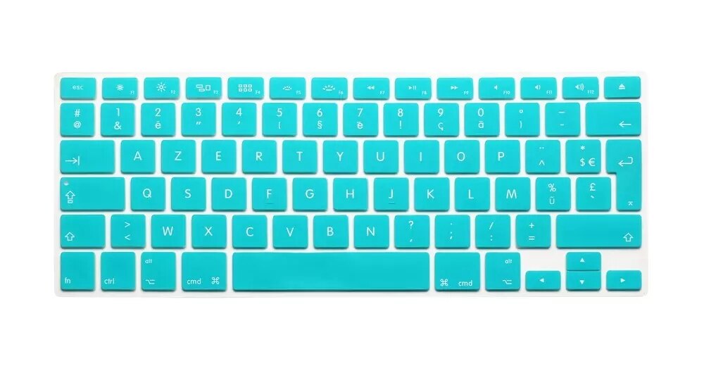 Silicone French Keyboard Cover For Macbook Air Pro Retina 13 15 17 Protector for Mac book keyboard France EU Euro AZERTY: whiteblue