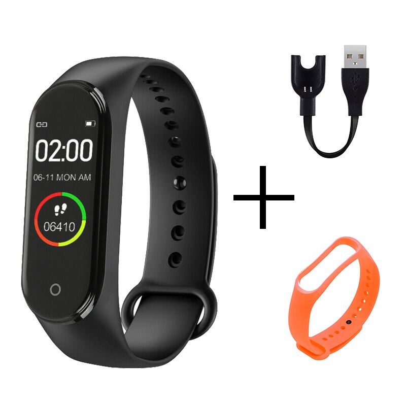 Sport Clever Armbinde Uhr Anruf Vibration Alarm Nachricht drücken Blutdruck Monitor Fitness Tracker Tragbare Digitale Armbanduhr: schwarz orange
