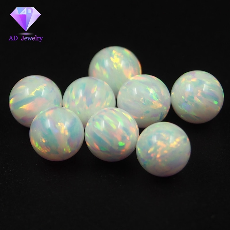 Lab Created Opal beads OP06 Blue Azure Opal Full Drilled Ball Opal Beads