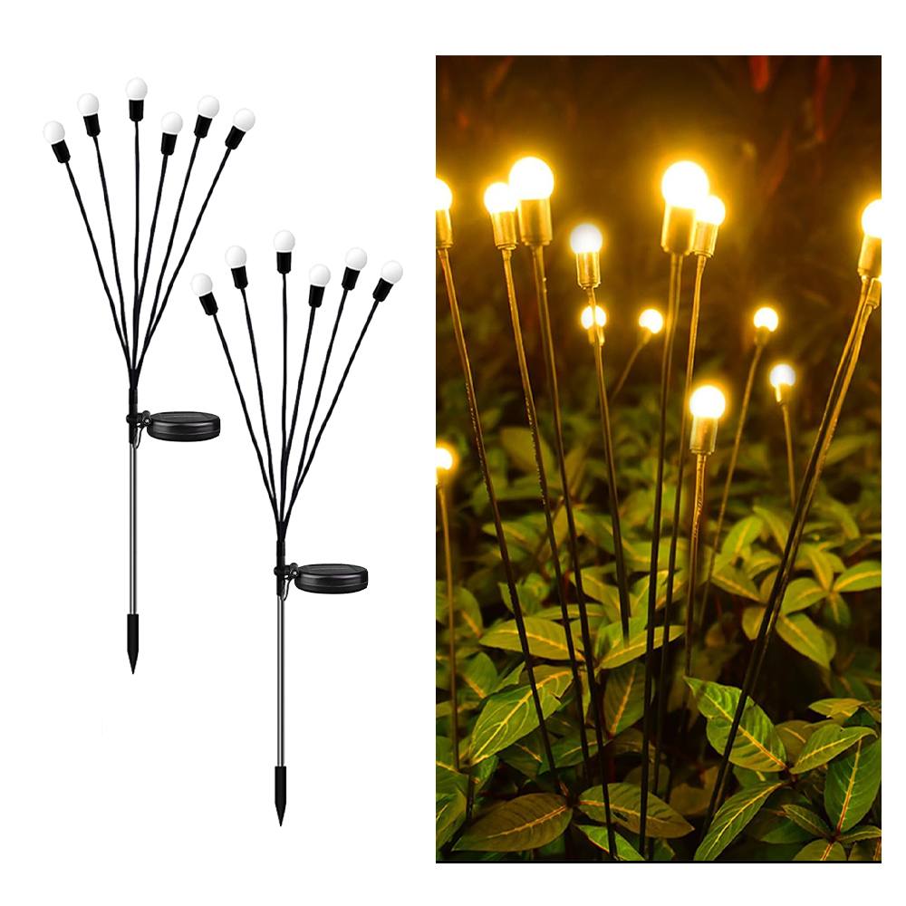 1pc stk . 6/8/10 led-pakke med solcelledrevne ildfluelys, opgraderede solcelledrevne havelys udendørs vandtætte solcelledrevne svajende landskabslys: Solrig gul