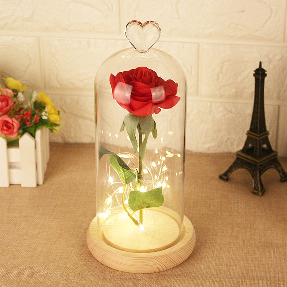 Pot de Cloche en verre avec Base en bois, couverture anti-poussière, ornement de bureau de chambre à coucher pour la maison, fête de noël