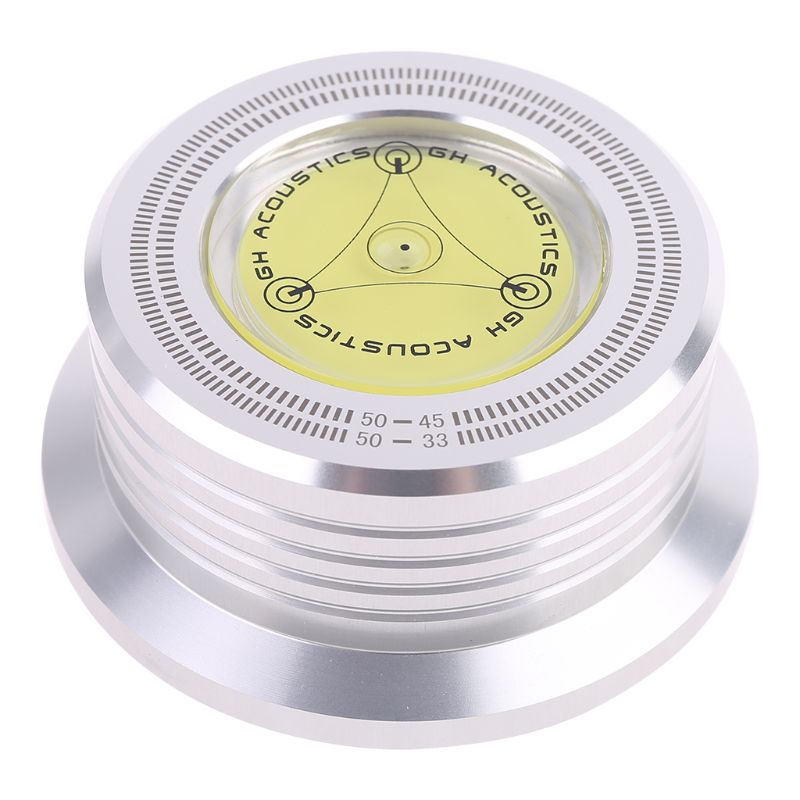 Universal 50Hz LP Vinyl Record Disc Turntable Stabilizer Aluminum Weight Clamp With Test Speed Bubble: Silver