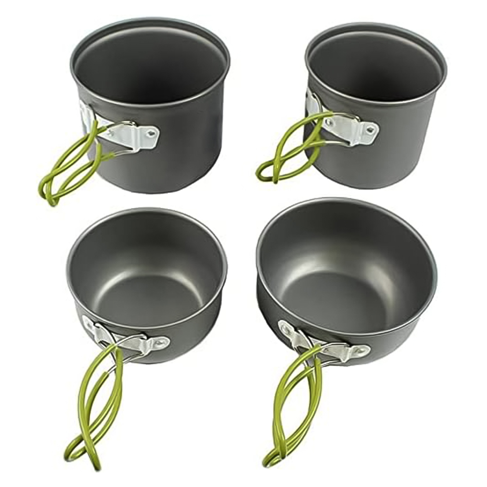 Para juego de cocina de aluminio anodizado duradero para 2 3 personas, ideal para acampar, senderismo y picnics con fácil limpieza