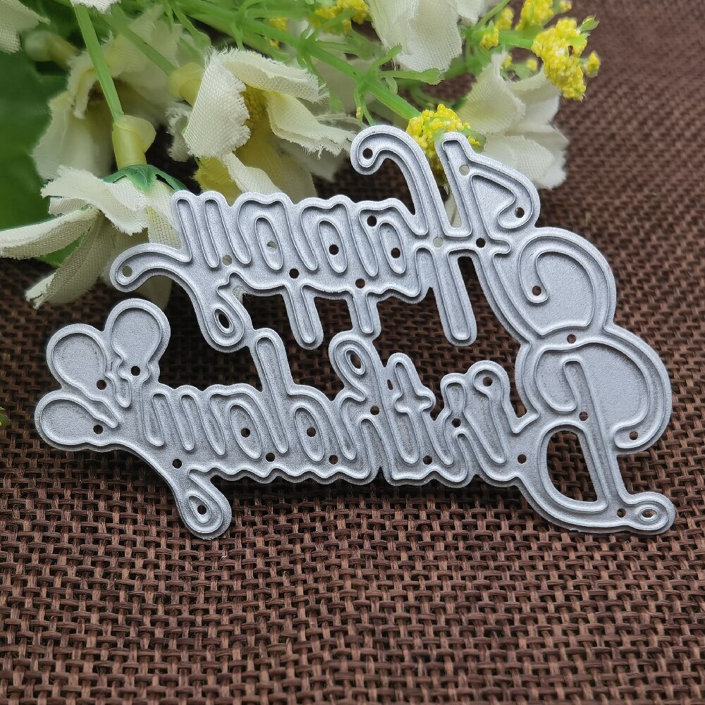 hermoso deseo cartas Feliz cumpleaños de corte de Metal muere plantilla Scrapbooking tarjeta para álbum de fotos de papel en relieve de troquel DIY