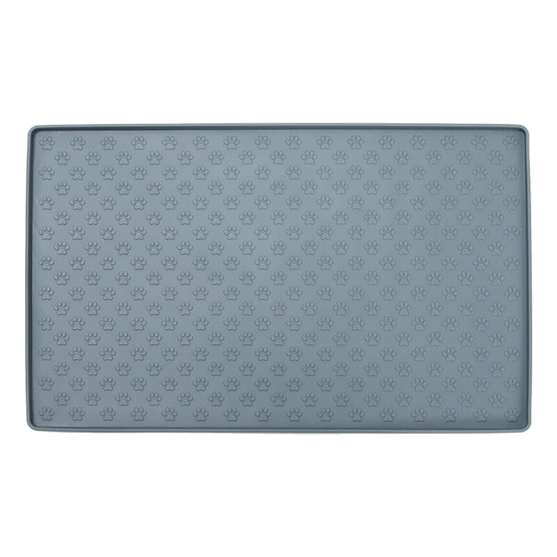 Silicone Dog Food Mats Waterproof Slip Resistant Raised Edge Pet Feeding Mats Pet Bowl Mat with High Lip Dishwasher Safe: Gray