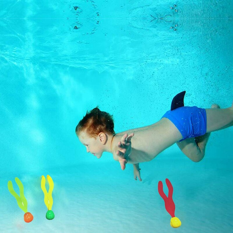 Dykkerlegetøj undervandssynkende swimmingpoollegetøj, dykkeringe og pinde, torpedoer, vandgræs, dykkertræning for børn ( p