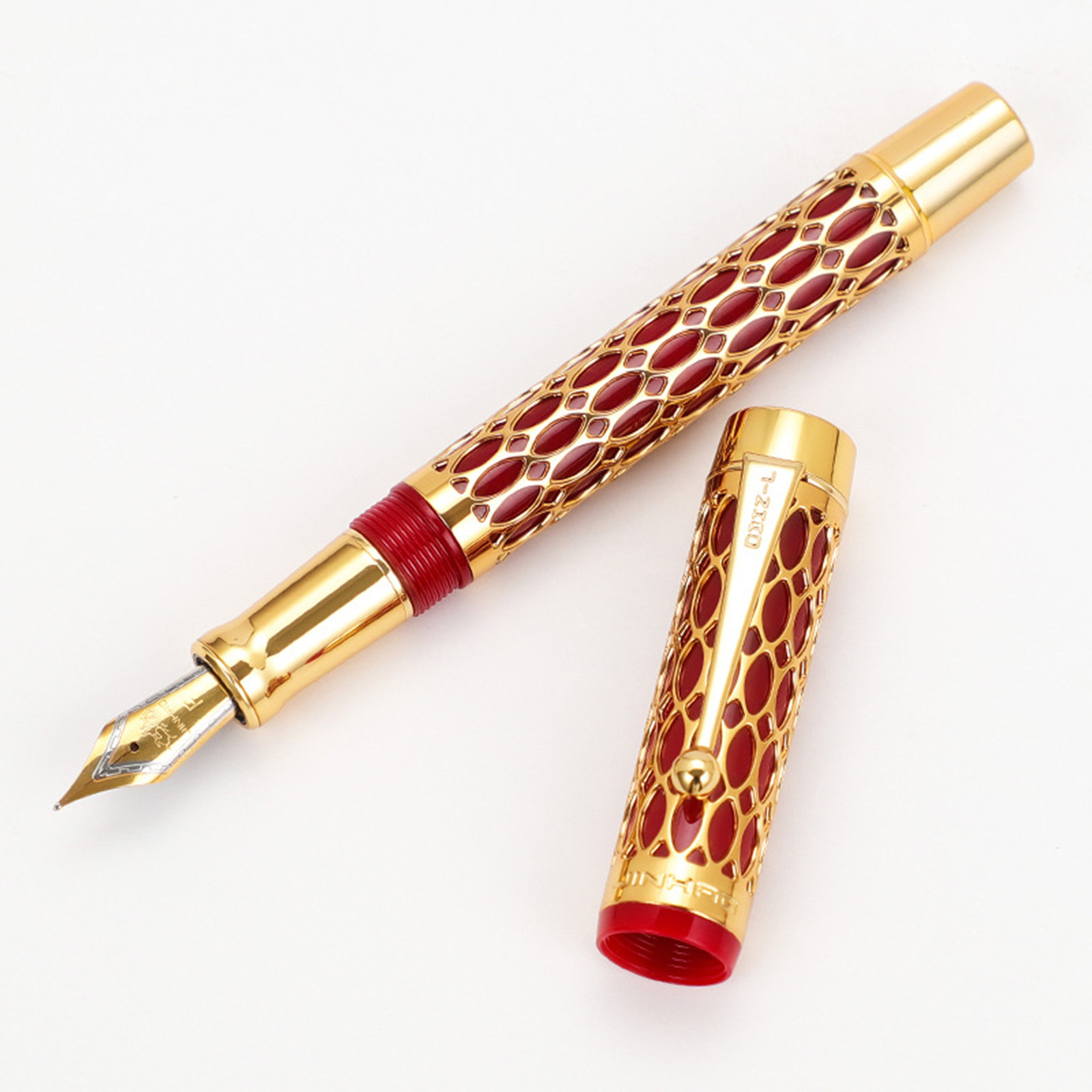 Jinhao stulecie 100 pióro wieczne prawdziwe złoto galwaniczne drążjeden długopisy z atramentem płynnie F stalówka szkolne biuro artykuły biznesowe: BIAŁY / F