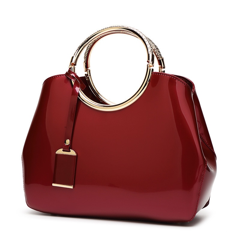 Vintage Women's Handbags Famous Brand Candy Patent Leather Shoulder Bags Ladies Totes Simple Trapeze Women Messenger Bag