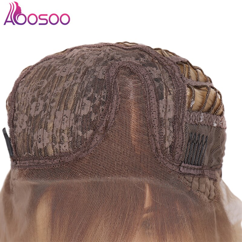 Aoosoo blonder foran syntetiske parykker omber 30/27 korte lige sidedele syntetiske dameparykker varmebestandige hele parykker 11 tommer