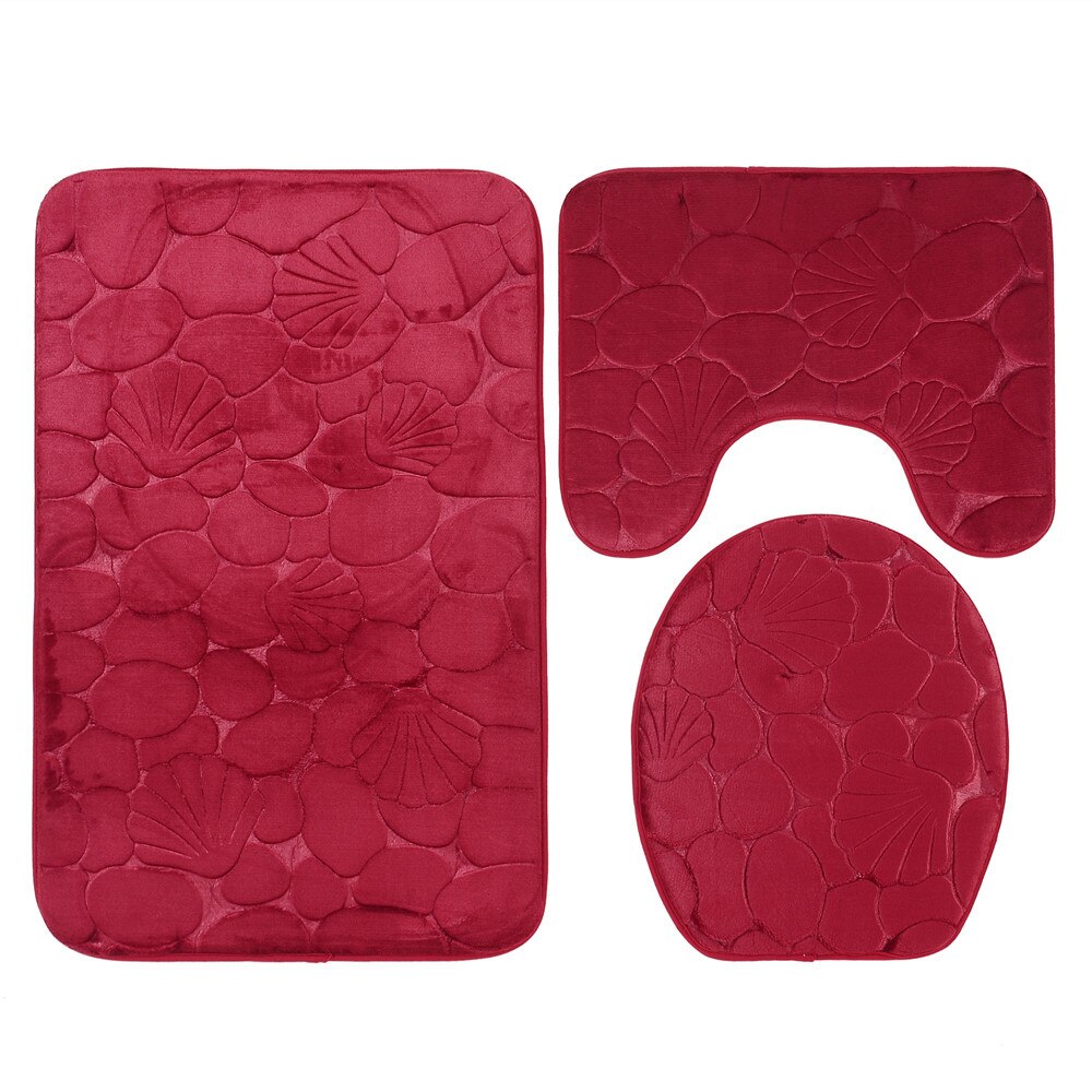 1 set bath mat bathroom set bathroom carpet bathroom rug set Toilet carpet three piece set Anti skid foot pad at cylinder edge: K