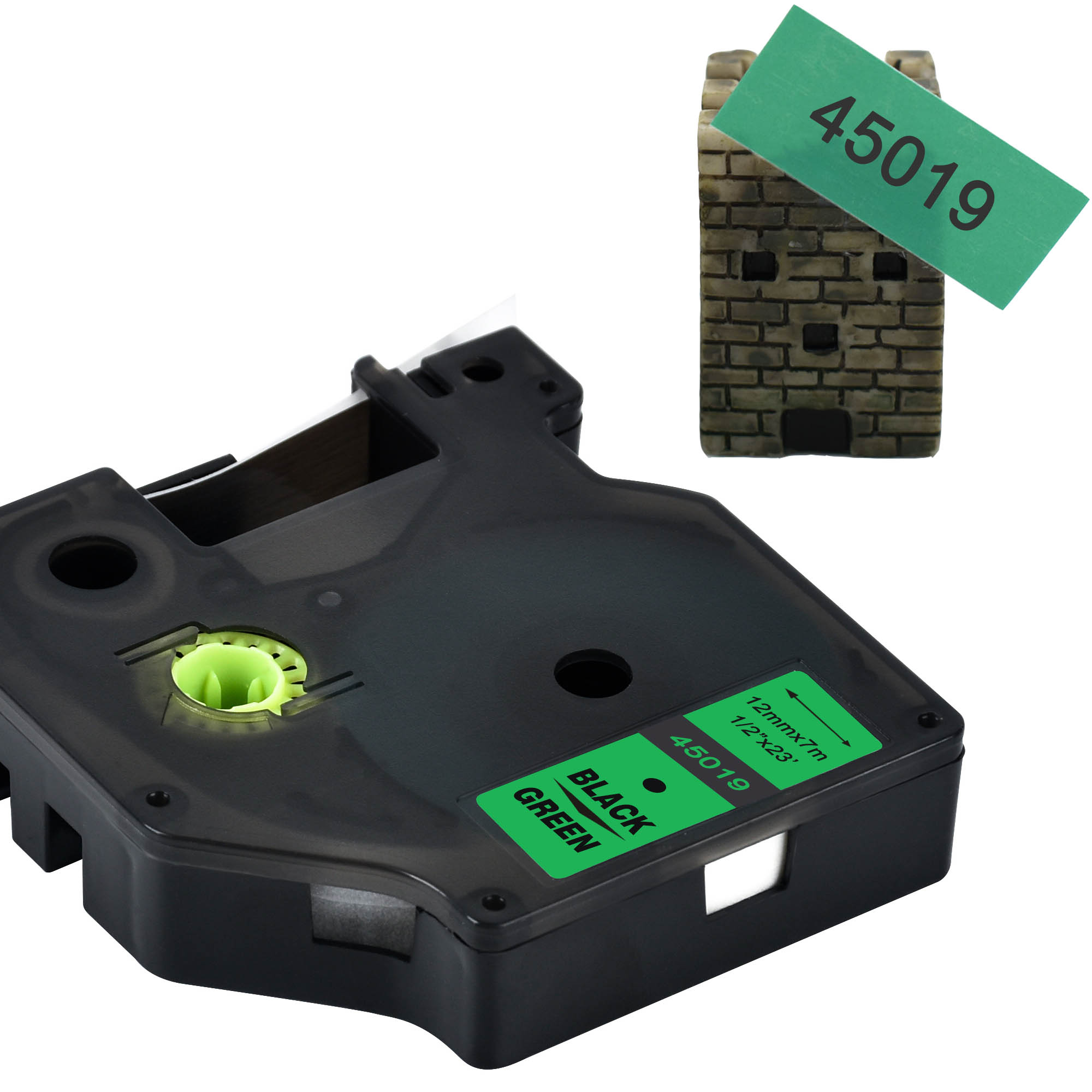 CIDY Dymo D1 45019 compatible for DYMO D1 Label Tapes 12mm black on green Label Maker Suitable Label Manager 210 450 LM160