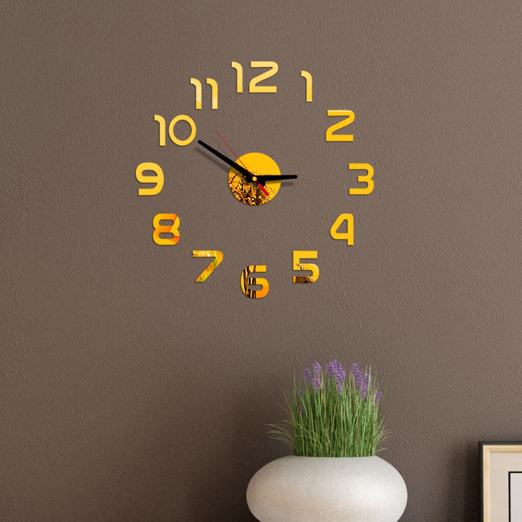 DIY Wall Clock 3D Mirror Surface Sticker Home Office Decor Clock Acrylic Mirror Stickers Watch For Home Living Room Decoration