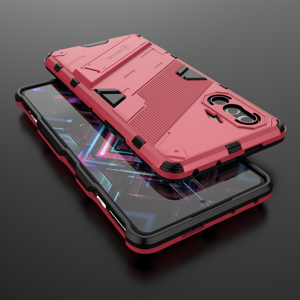 Armadura a prueba de golpes resistente TPU parachoques Fundas cubierta para Xiaomi Poco F3 GT Redmi K40 K 40 Gaming funda PC soporte Coque carcasa: Aluminio / Rosa