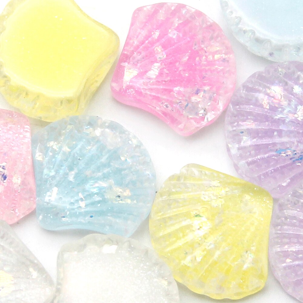 10 stk slikfarvet pailletter skal 3d harpiks flatback cabochon håndværk tilbehør diy ,10 yc 11635