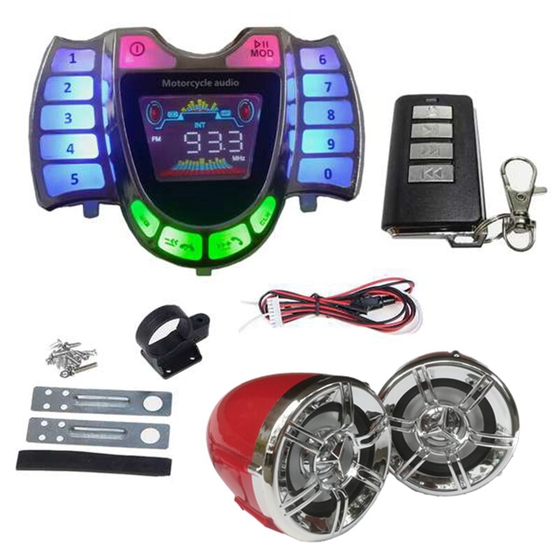 Motorfiets MP3 Radio USB, motorfiets stereo luidspreker, waterdichte Bluetooth motorfiets BT MP3 muziekspeler radio geluidssysteem o stereo luidspreker USB TF kaarthouder