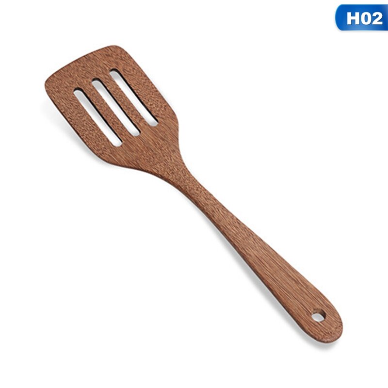 Wooden Long Handle Spatula Kitchen Non Stick Cooking Utensils Wooden Turners Spatula Spoon Kitchen Utensils: H02