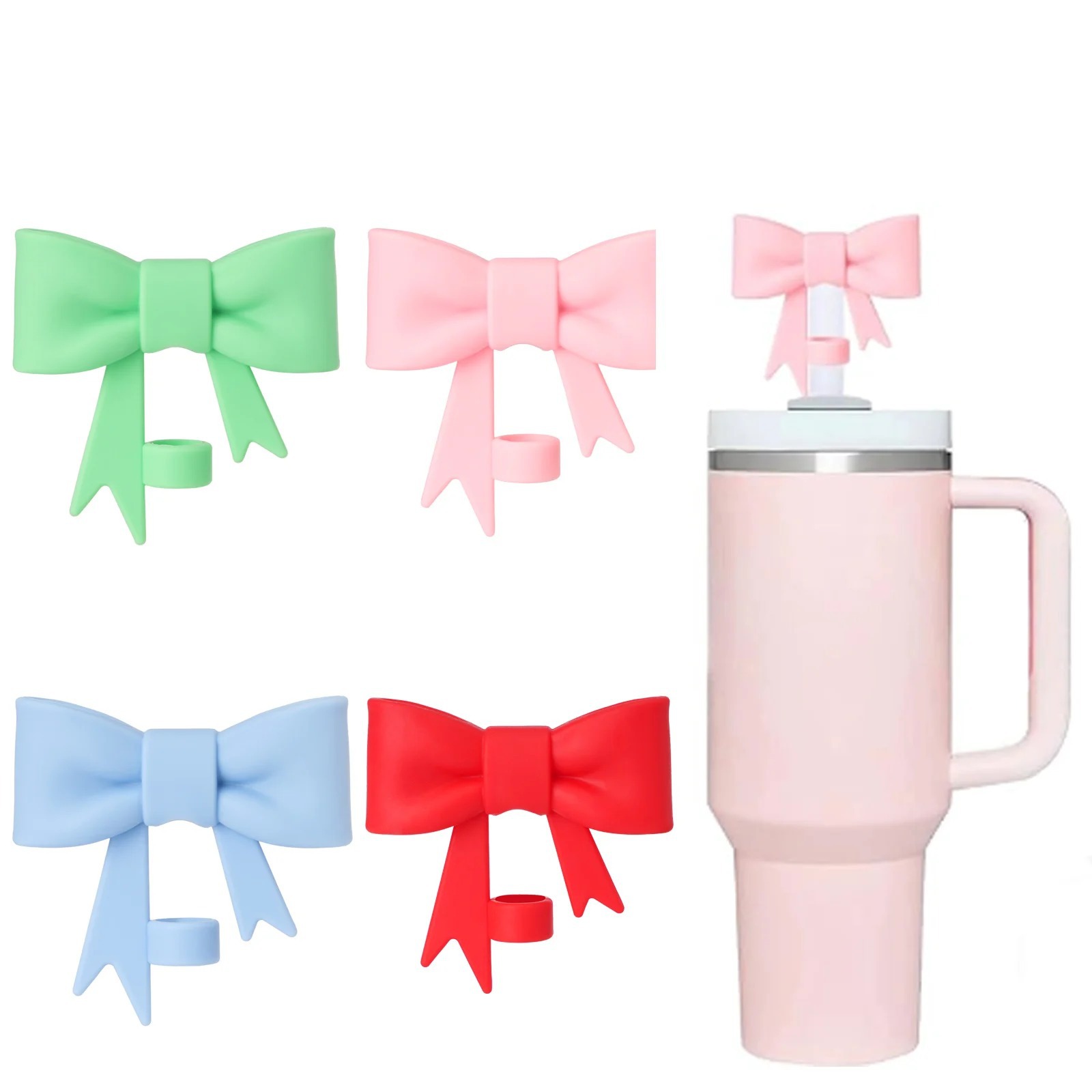 Herbruikbare Strik Plug Boog Stro Cap Covers Toppers Siliconen Accessoires Stofdicht Stro Tips Voor Cups 30 & 40 Oz Tumbler