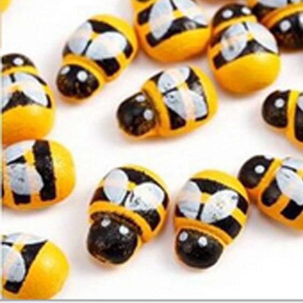 100Pcs Mini Bee Stickers Animal Scrapbooking Decorative Craft Sticker Wooden 3D Scrapbooking Stamping Home Decor