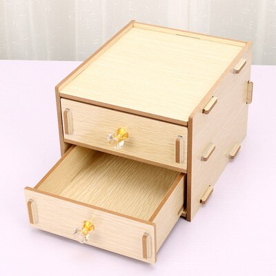 Wood Stationery Holders With Drawer Storage Box Desktop Stationery Office And School Supplies Multifuction Desk Organizer: Oak color