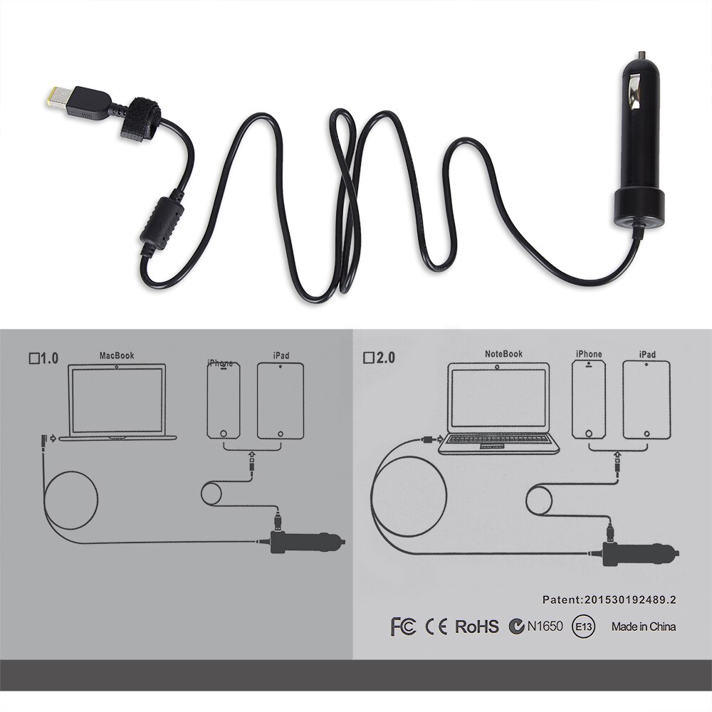 Car Charger voor Lenovo ThinkPad Laptop Power Adapter Oplader Snel Opladen DC Adapter Model 40-90 W