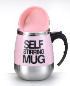 Automatic Electric Lazy Self Stirring Mug Cup Coffee Milk Mixing Mug Smart Stainless Steel Juice Mix Cup Drinkware 450ml Mugs: Pink