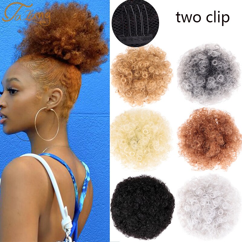 TALANG Bun Chignon Hair Accessories postiche cheveux Afro Puff Soft Fried Head Elastic Hair Rope Synthetic Buns for Black Woman