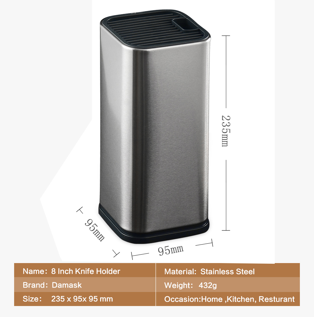 Damask Knives Block 8 Inch Kitchen Knife Holder Large Capacity Stainless Steel Knives Stand Multifunctional Knife Cooking Tool