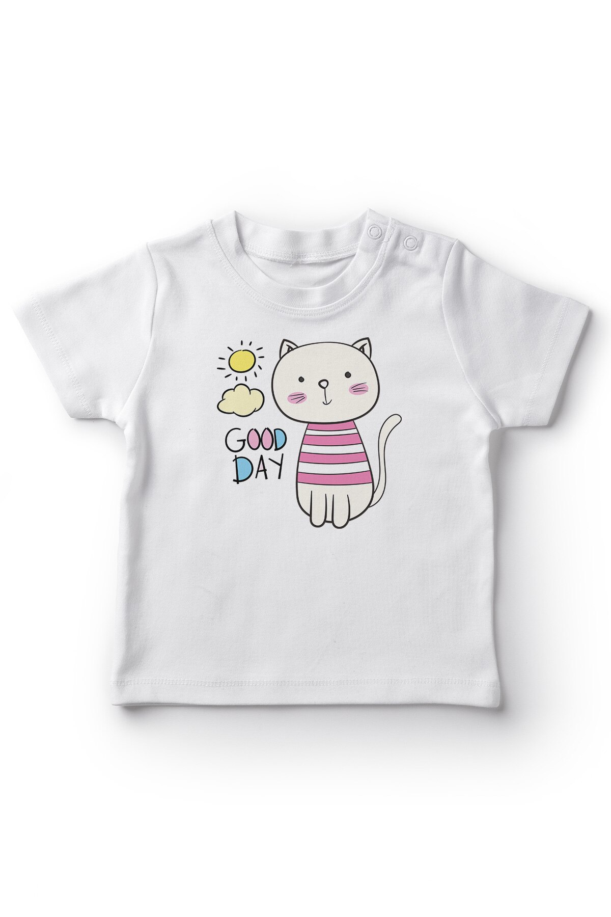 Angemiel Baby Gute Tag Gedruckt Nette Katze Baby Mädchen T-Shirt Weiß