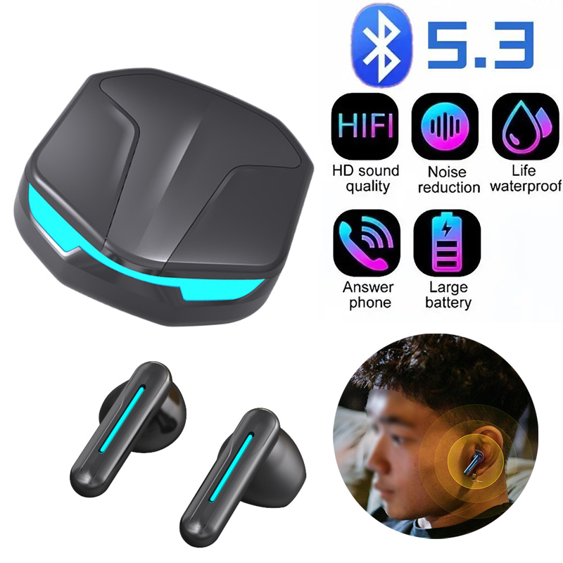 Y9 Draadloze Gaming Bluetooth Headset TWS 5.3 Stereo Oordopjes Lage Latency Koptelefoon Bluetooth Hoofdtelefoon Met Microfoon voor IPhone Xiaomi