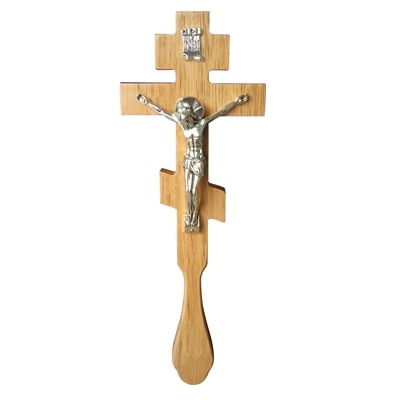 Klassisk religiøst metal jesus kristus åndelig krucifiks egekors i træ kristen dåb af kristus ikon forsyninger: Brun