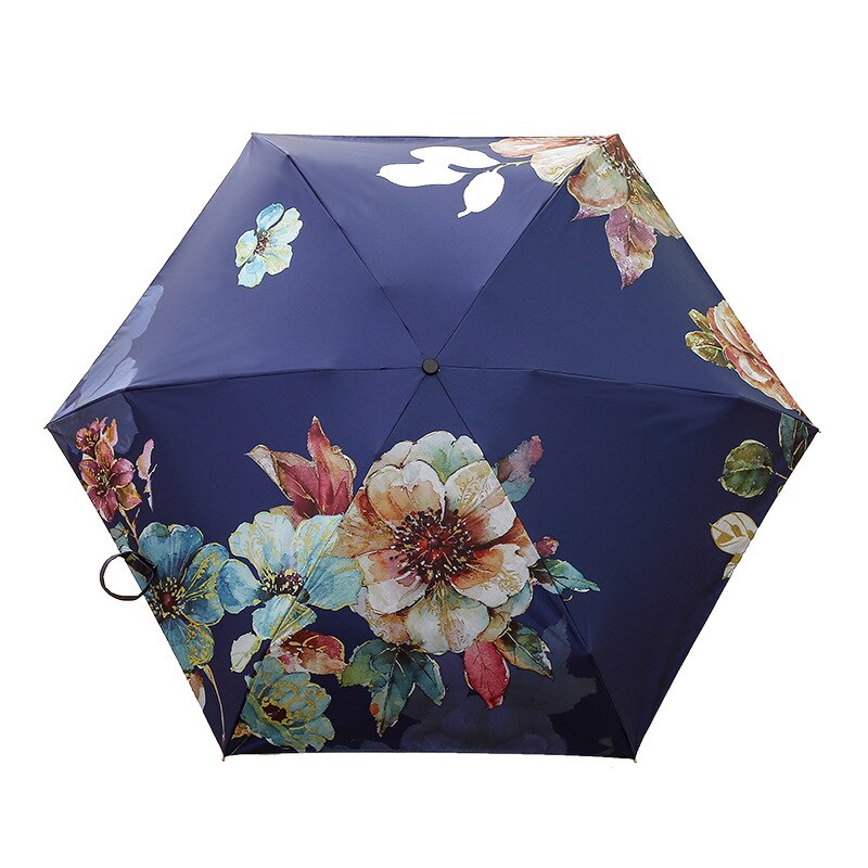 Bloemen Schoonheid Ultralichte Opvouwbare Parasol Paraplu Vijf Vouw Regen Vrouwen Paraplu Mini Draagbare Dame Zonnebrandcrème Uv Paraplu