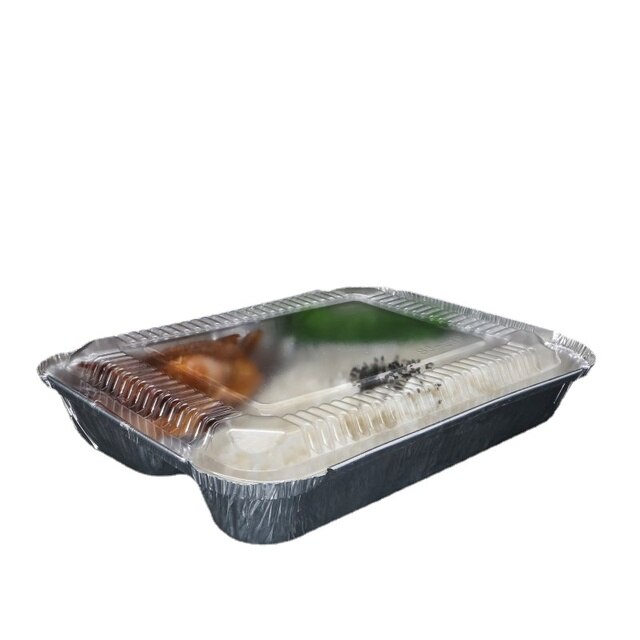 Plateau à dîner jetable en aluminium, avec couvercles, 3 compartiments, pour déjeuner, restes ou plateau à emporter, 780ML, 10 &amp; 30 pièces: with plastic lid-B / 30pcs