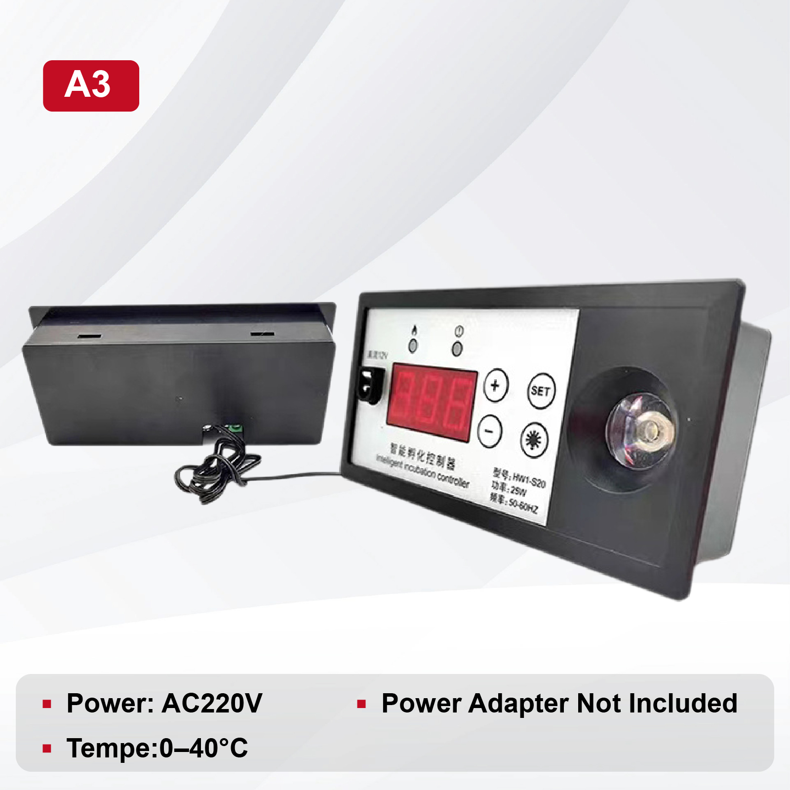 XM-18 Automatic Egg Incubator Thermostat Digital Temperature Humidity Controller with Sensor: black