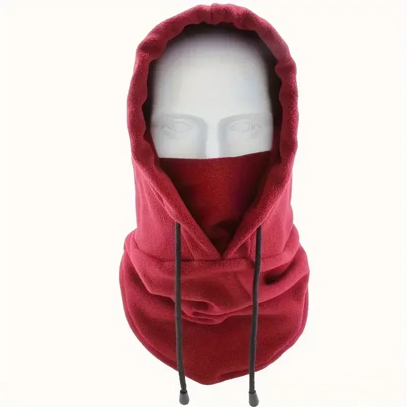 Gorro térmico de lana para invierno con capucha para exteriores, a prueba de viento, frío, cálido, deporte de esquí, calentador de cuello para hombres y mujeres, máscara facial de ciclista, gorros enmascarados: Verde