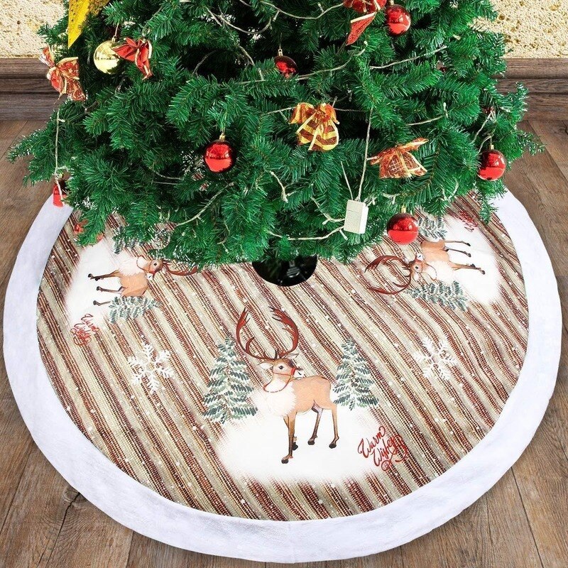 100/120cm juletræ nederdel juletræ tæppe snefnug træ nederdel år dekorationer juledekorationer til hjemmet: Stil 2 (100 cm)