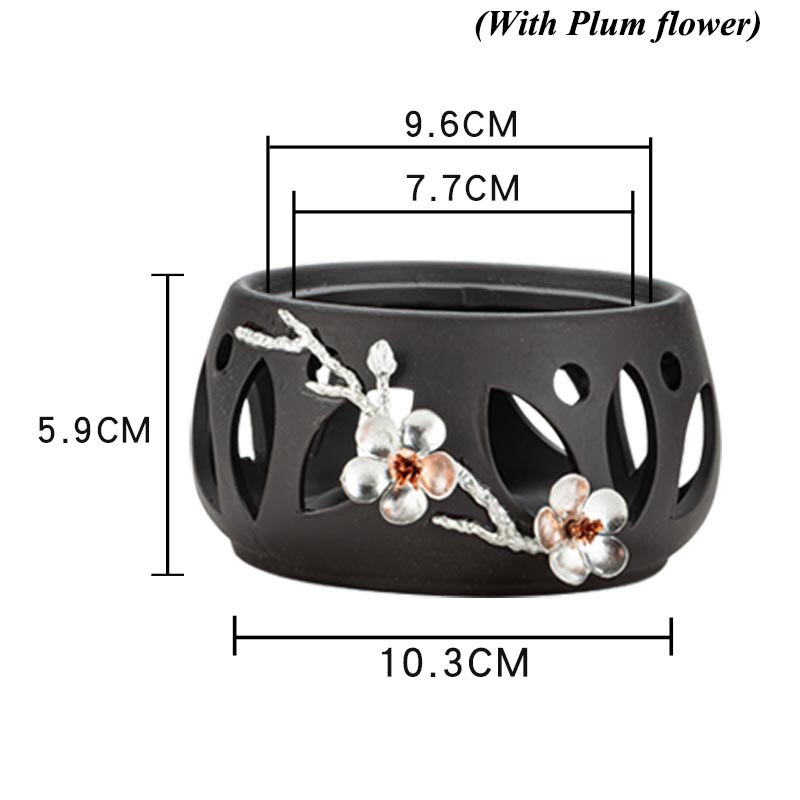 Chinese Keramische Kaars Houder Tin Pruim Bloem Decor Theepot Verwarming Warmer Base Koffie Melk Kaars Thee Fornuis Thee Set Accessoires: B(With flower)