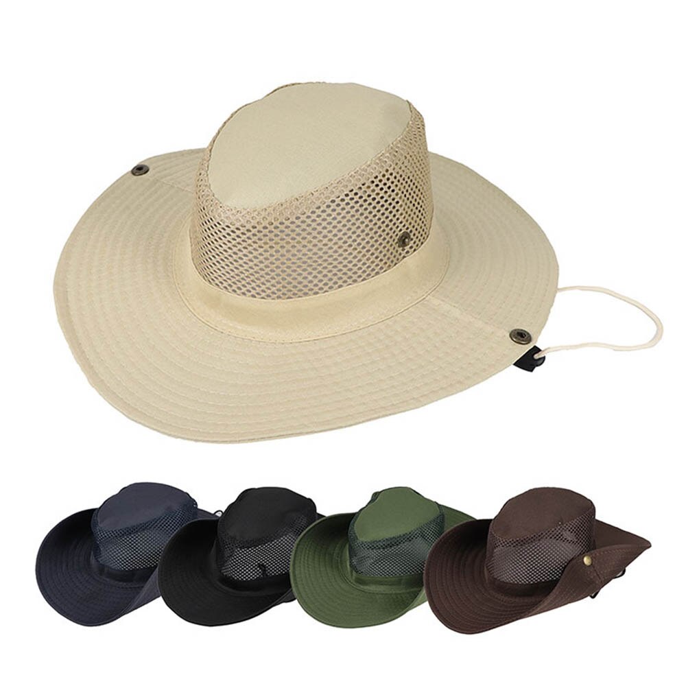 Wide Brim Sun Breathable Hat Summer Outdoor Activity Mesh Bucket Cap UV Protection for Camping Fishing Safari Hiking Hats