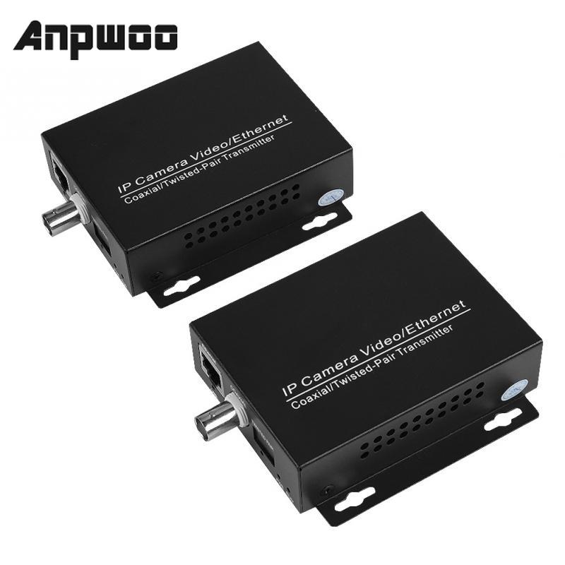 Anpwoo 1Pair Ethernet IP Extender Over Coax HD Network Kit EoC Coaxial Cable Transmission Extender for Security CCTV Cameras