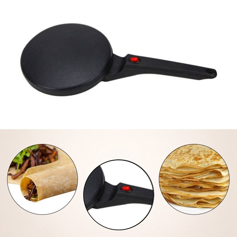 Eu stik elektrisk crepe maker pizza pandekage maskine non-stick stegeplade bage pande kage maskine, sort