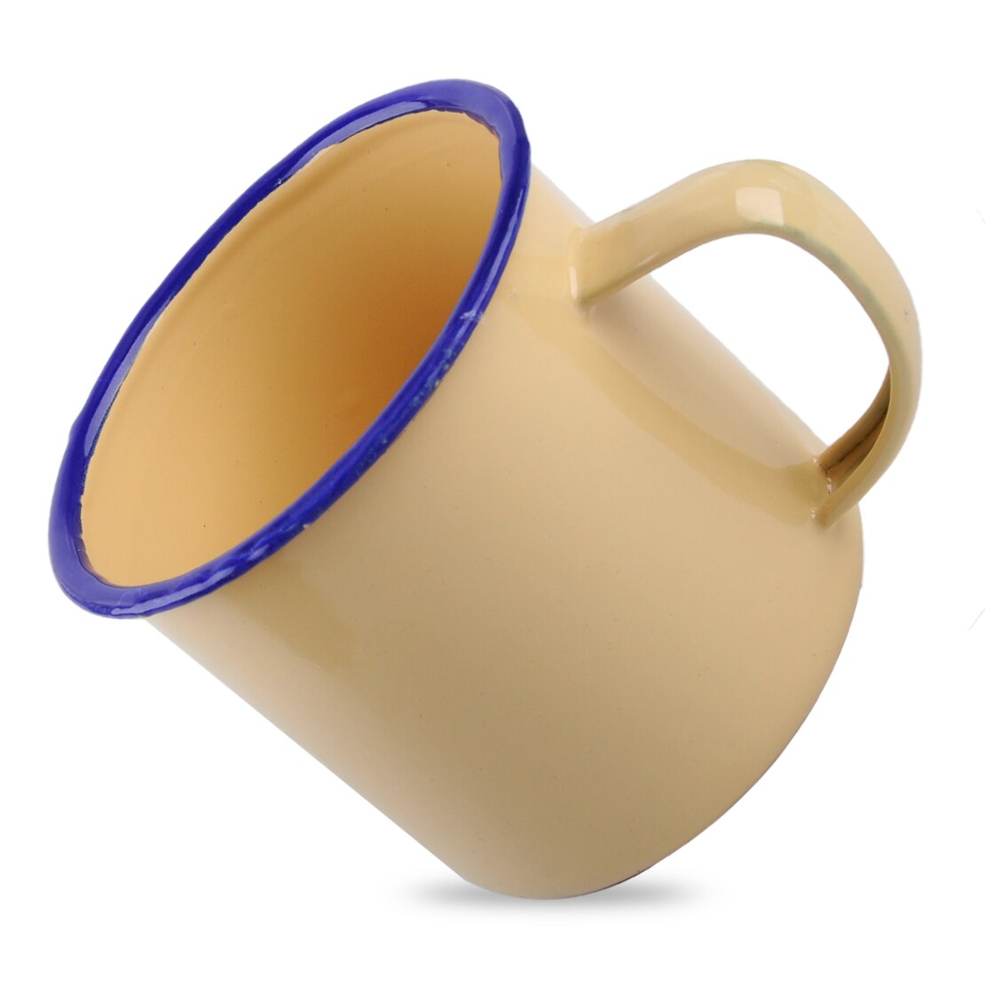 8cm udendørs hjem vintage stil håndlavet emalje kop krus til at drikke kaffe bjørn te camping vandreture: Gul