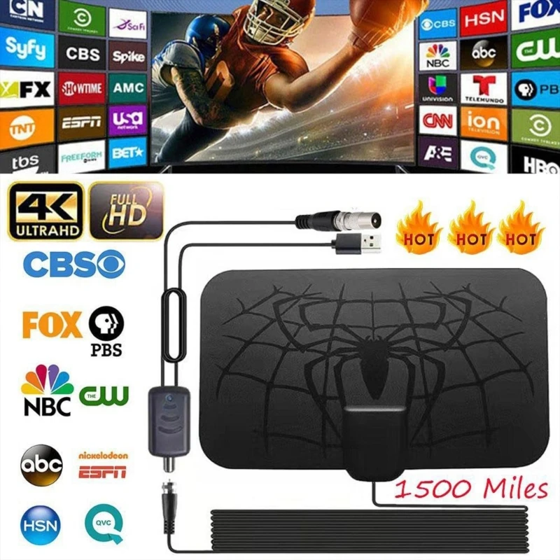 1 Set Digital HDTV Antenna with Detachable Signal Amplifier Converter Free FullHDChannels Indoor TV Antennas K1KF