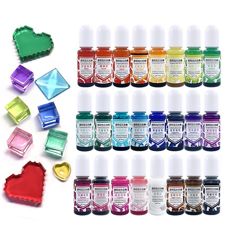 24 kleuren 10ml Vloeibare Hars Doorschijnende Pigment Dye UV Hars Epoxy Hars DIY Maken Ambachten Sieraden Accessoires