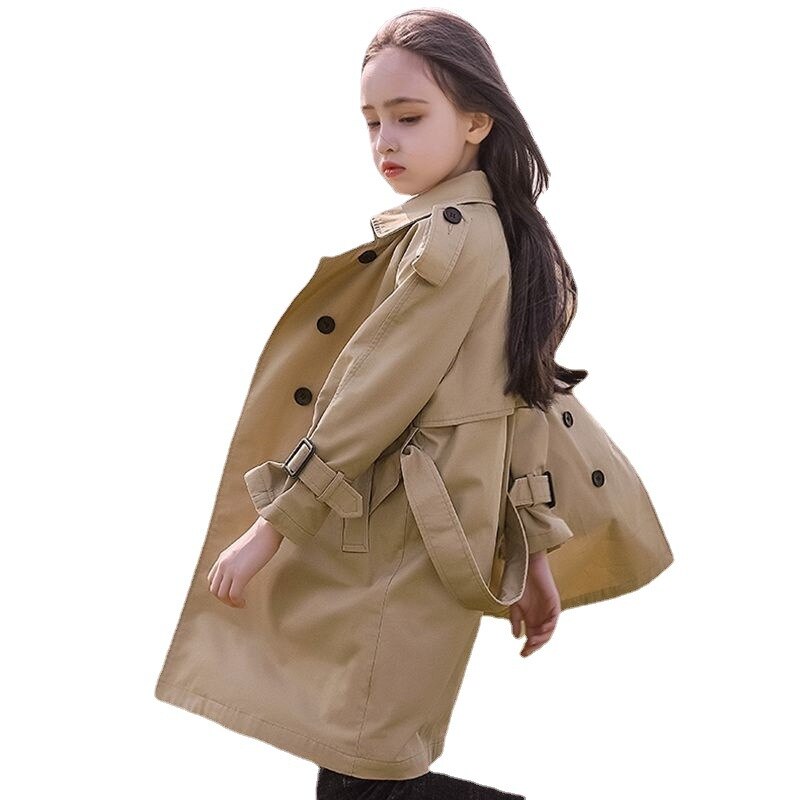 Children Jacket For Girls Spring Autumn Long Style Girls Trench Coat Kids Windbreaker Teens Clothes Teenagers Girls Outerwear