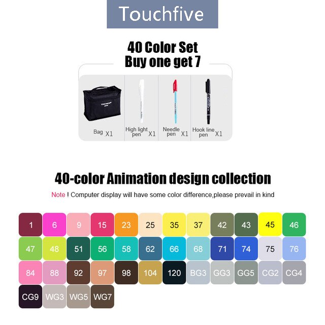 Touchfive Marker 30/40/60/80 Farben Kunst Marker Set Fettige Alkohol Basierend Skizze Marker Stift für künstler Zeichnung Manga Animation