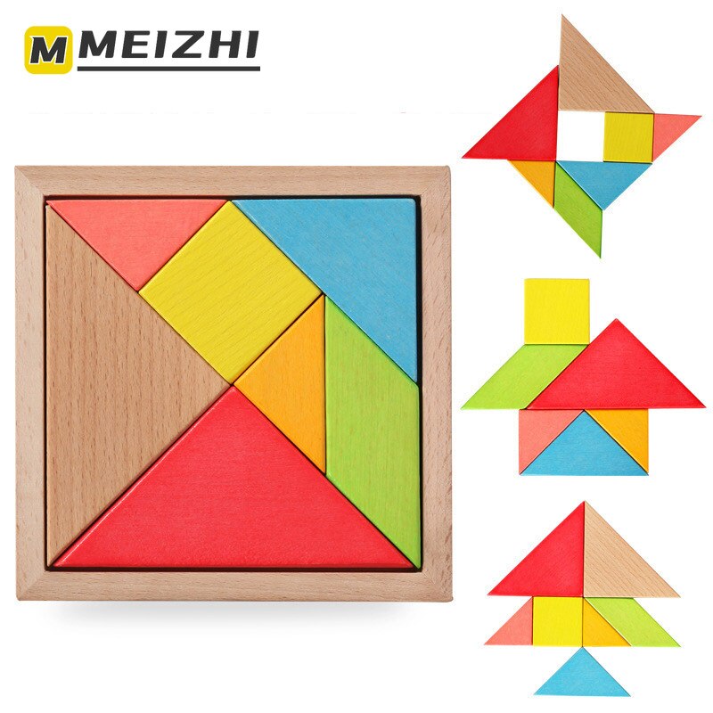 MEIZHI Large Tangram Childrens Primary School Teaching Aids First Grade Mathematics Childrens Intelligence Jigsaw Puzzle