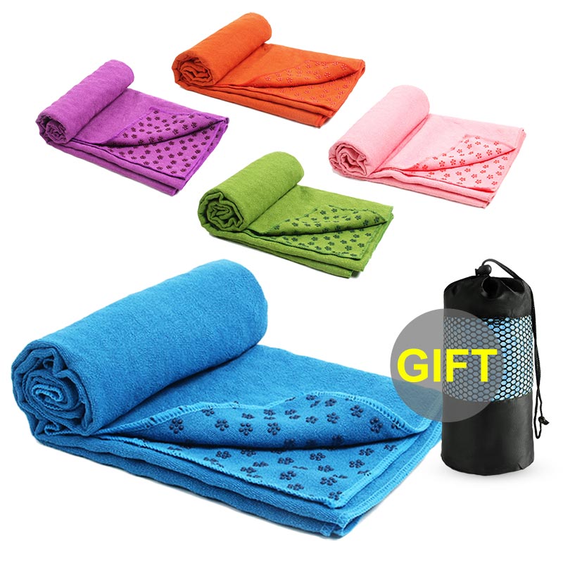 Yogamåttebetræk håndklæde skridsikkert tæppe pilates træning fitnessmåtte svedabsorberende anti -glid mikrofiber træningssport med taske